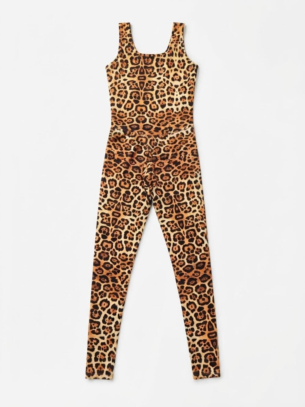 Bralu Leopard Jumpsuit Animal Print Scoop Neck Long Leg Size M Halloween Costume